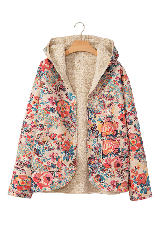 Vintage Paisley Floral Printed Hooded Jacket