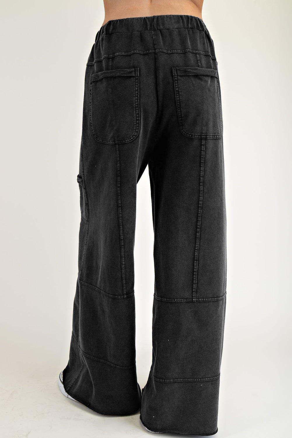 Black Exposed Seam Wide Leg Pants