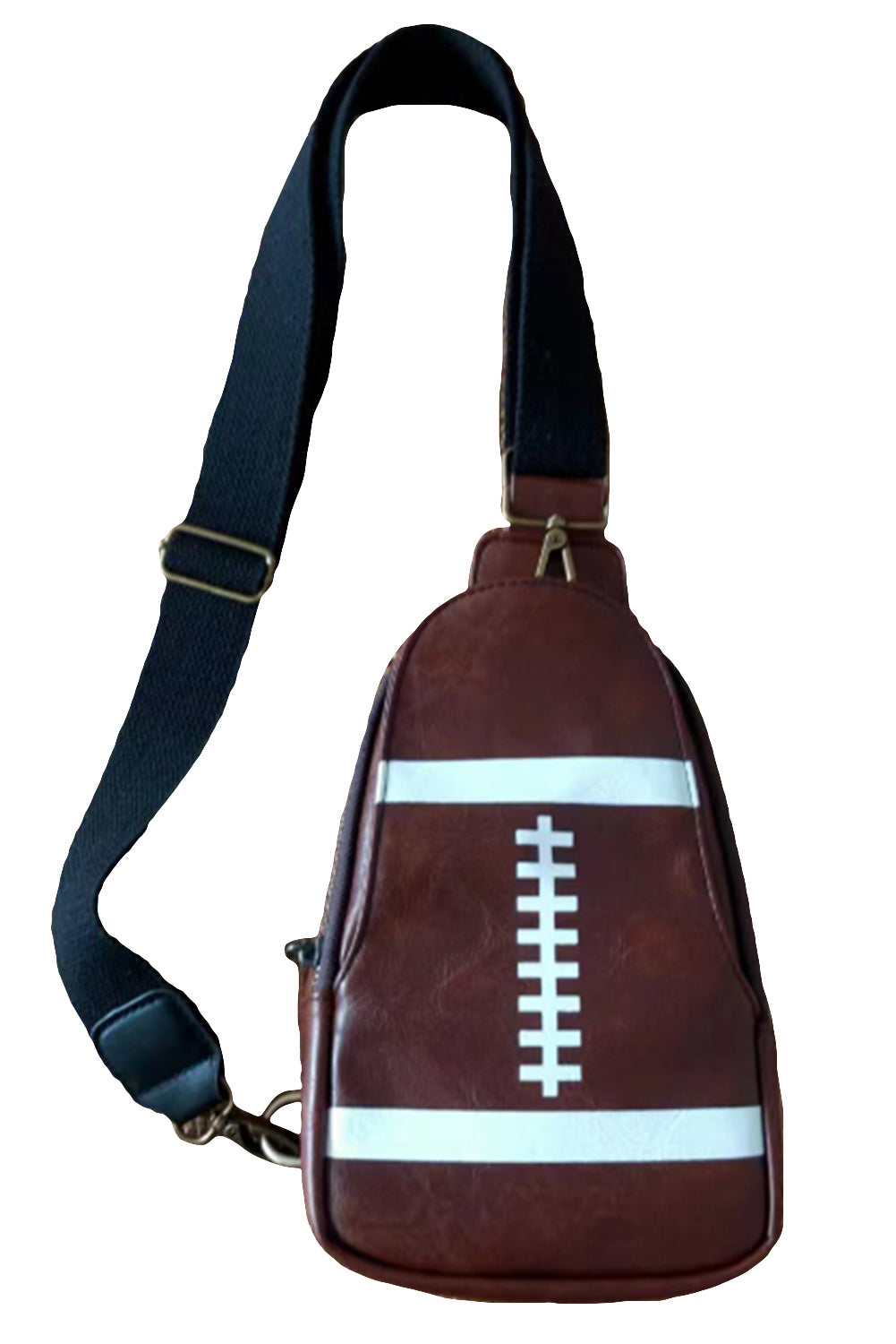 Brown Leather Football Mini Crossbody Bag