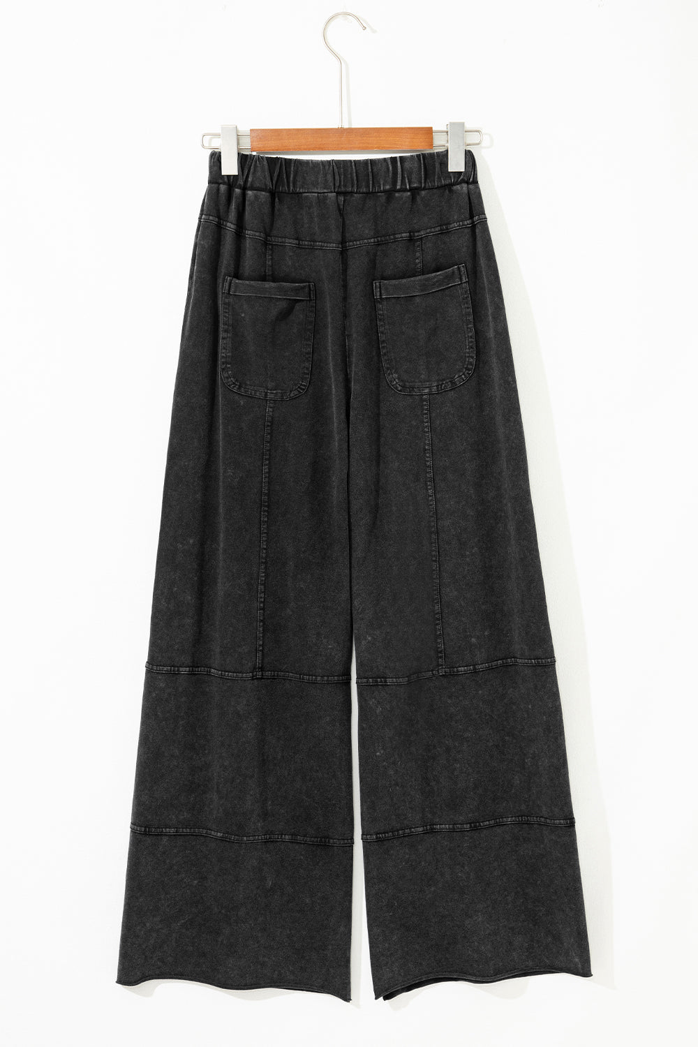 Black Exposed Seam Wide Leg Pants