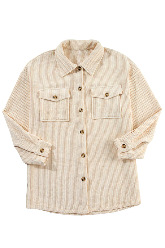 Oatmeal Corduroy Button Up Shacket