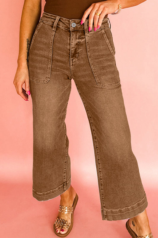 Cropped High Rise Wide Leg Jeans