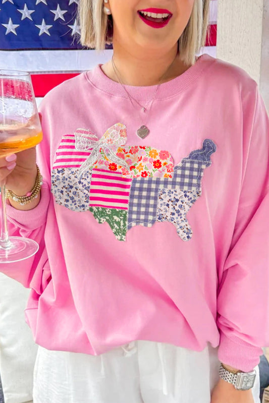 Pink Floral USA Map Sweatshirt