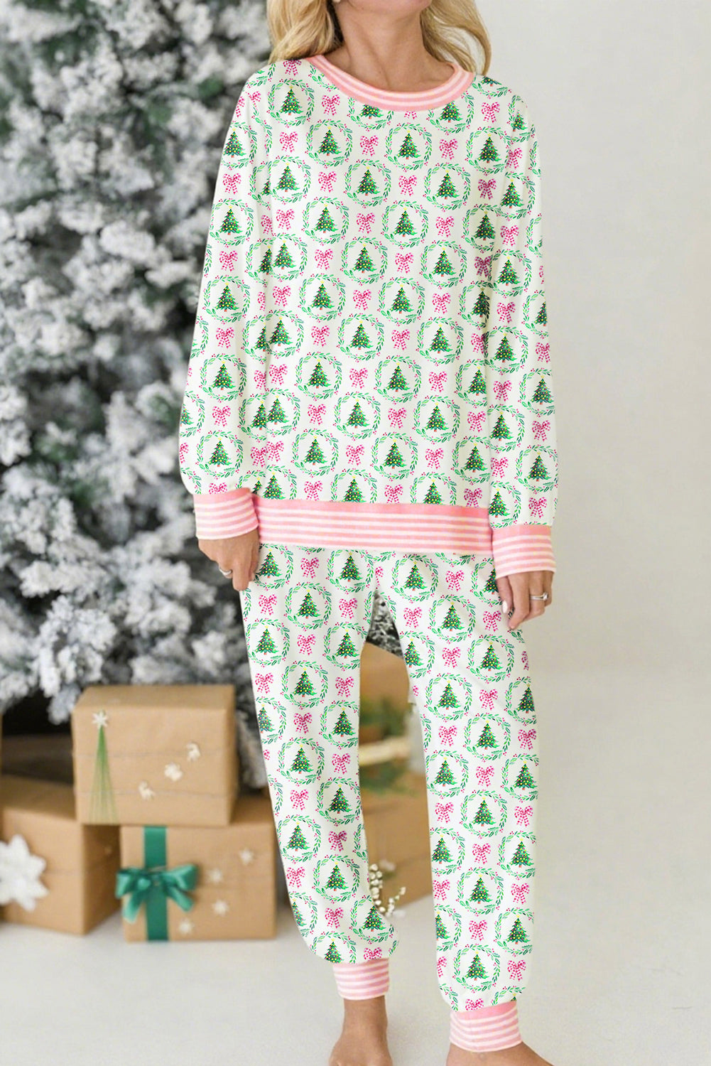 Christmas Tree Print 2pcs Lounge Set