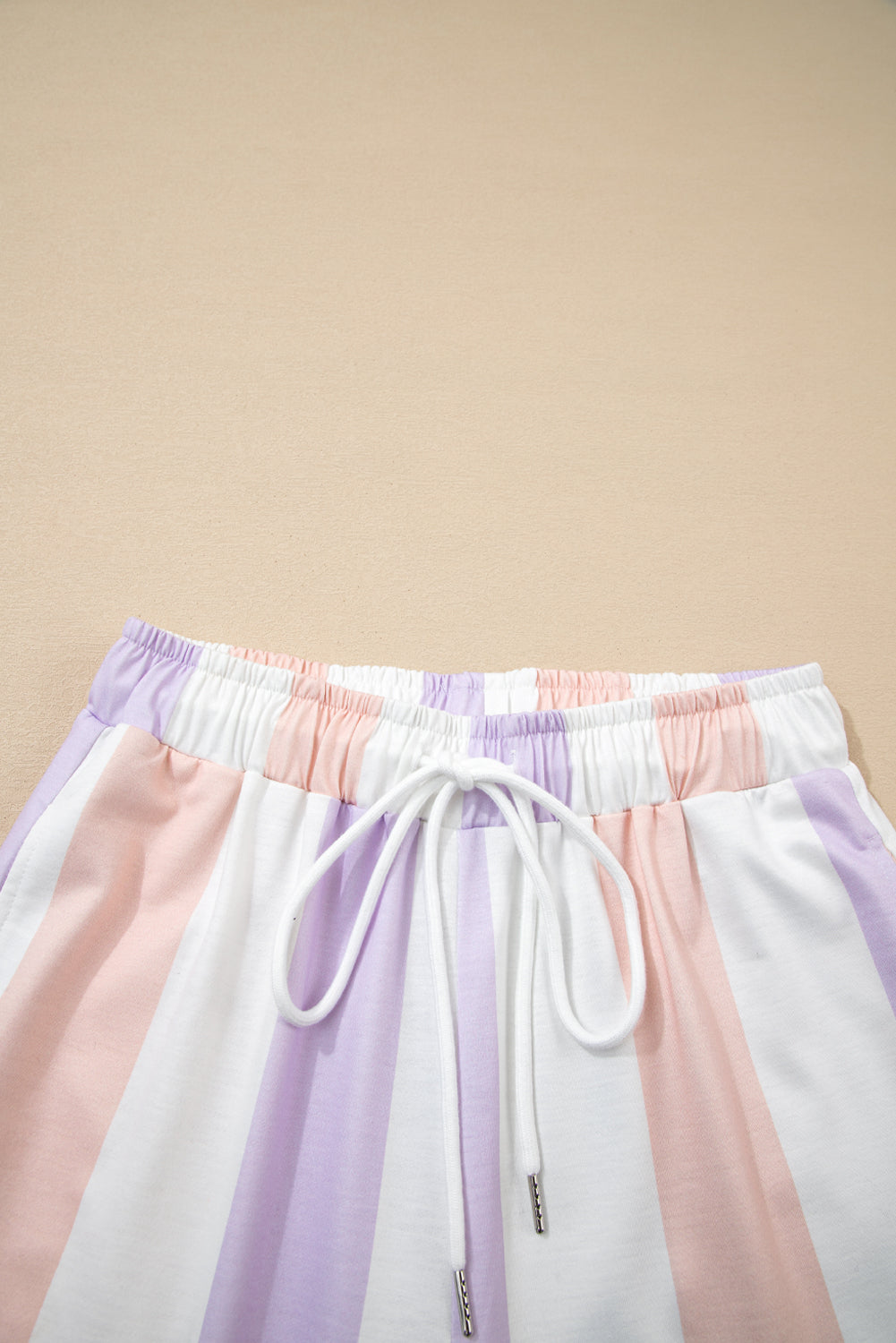 Purple Striped Colorblock High Waist Wide Leg Pants