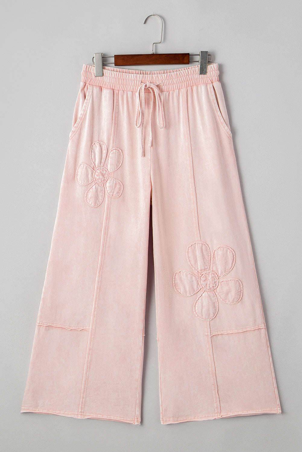 Pink Flower Cropped Wide Leg Pants