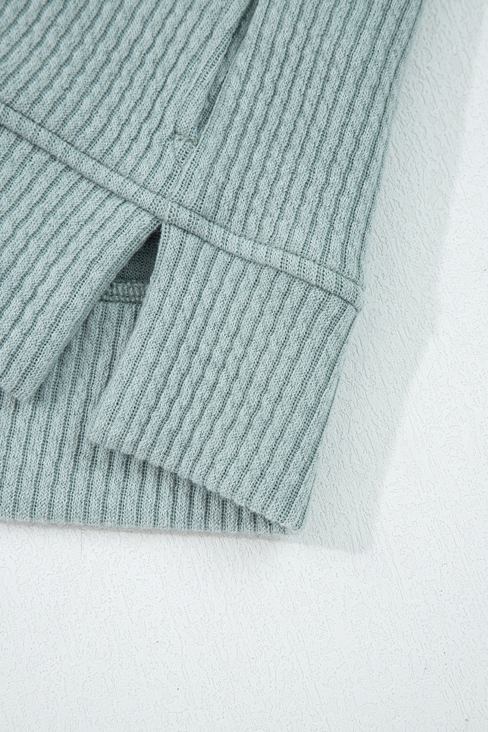 Aqua Ribbed Drop Shoulder Knit Hoodie