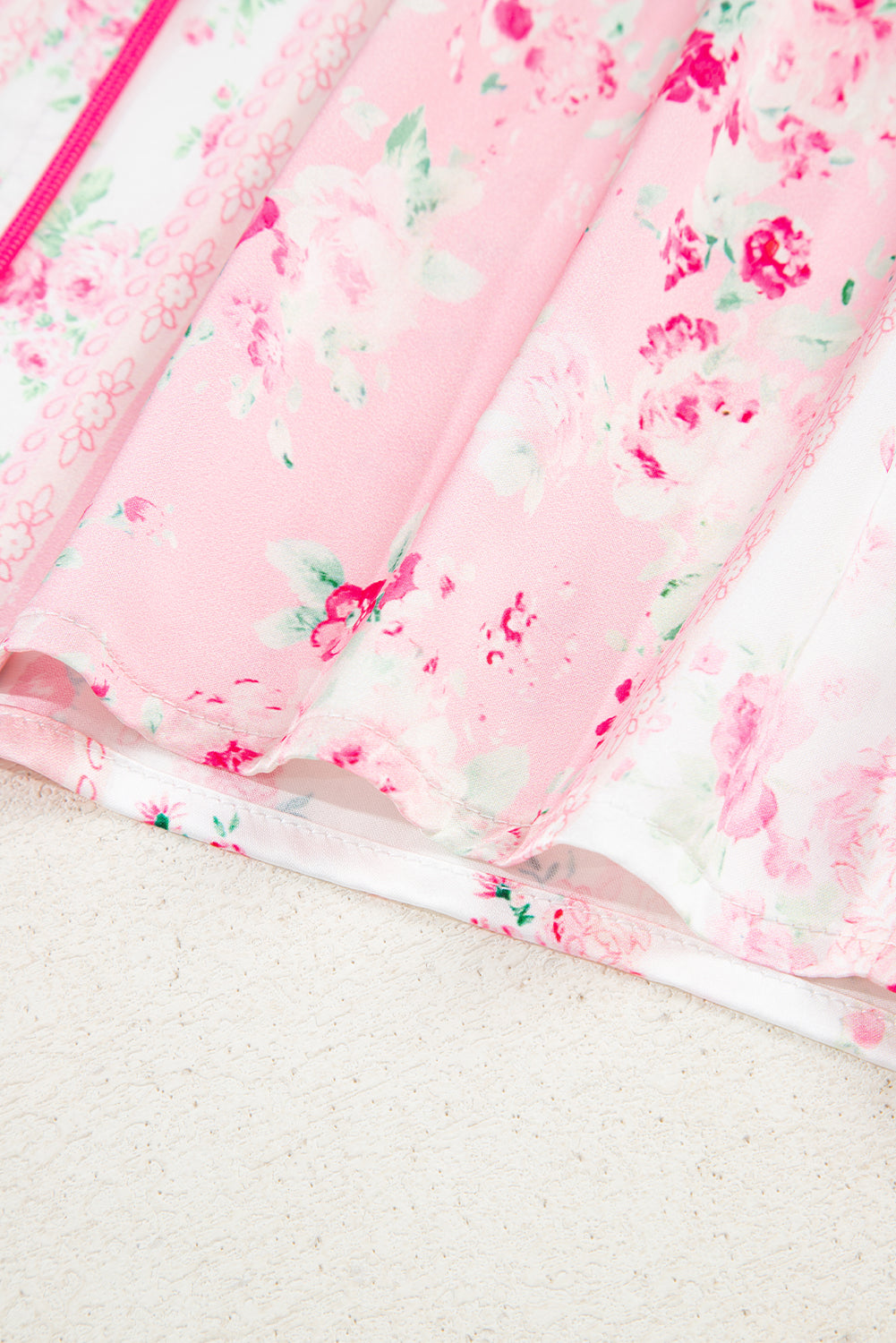 Pink Floral Print Satin Tie Pajama Set
