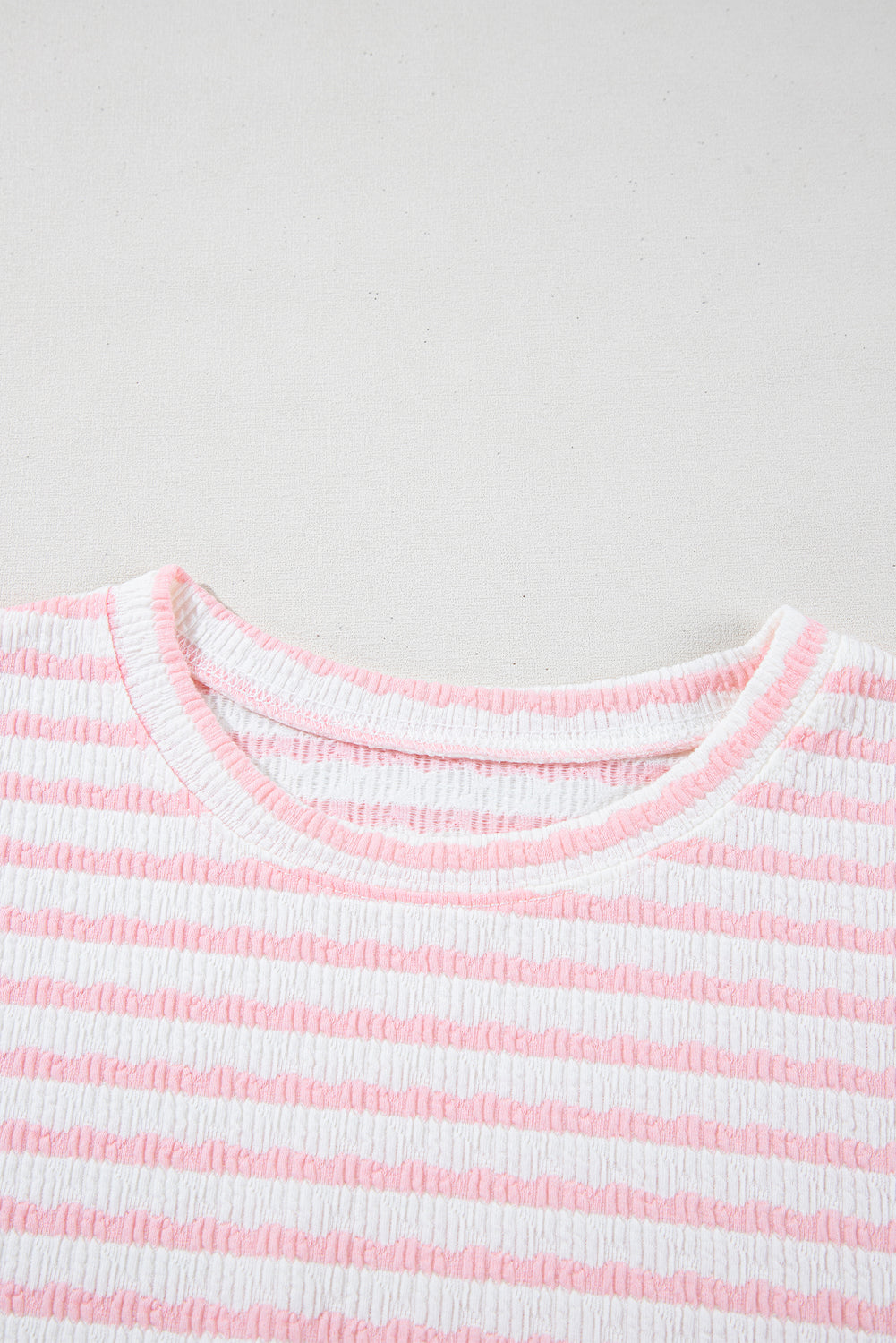 Pink Striped Short Sleeve Top and Pocket Shorts Set