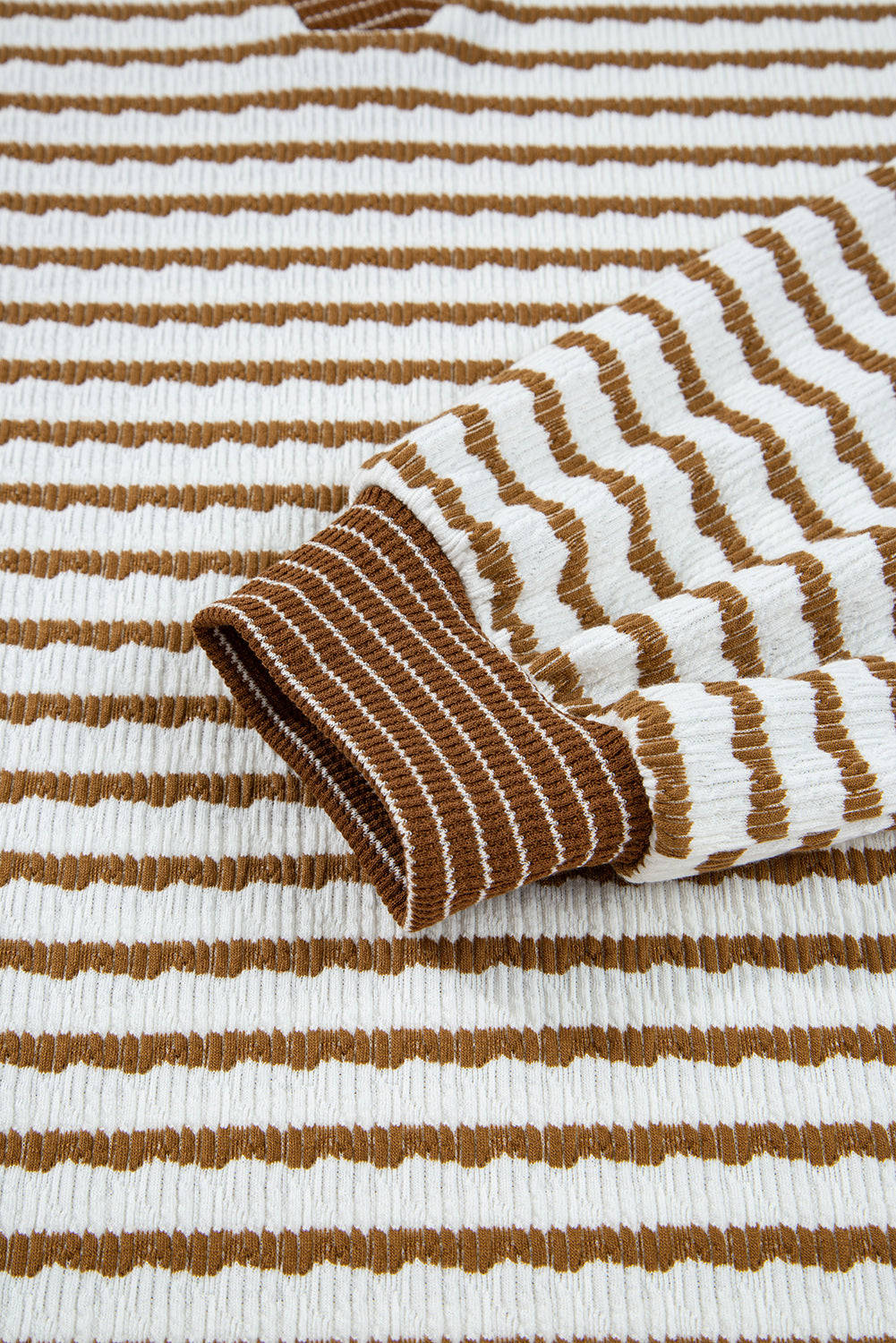 Khaki Stripe Pullover Top and Drawstring Pants Set