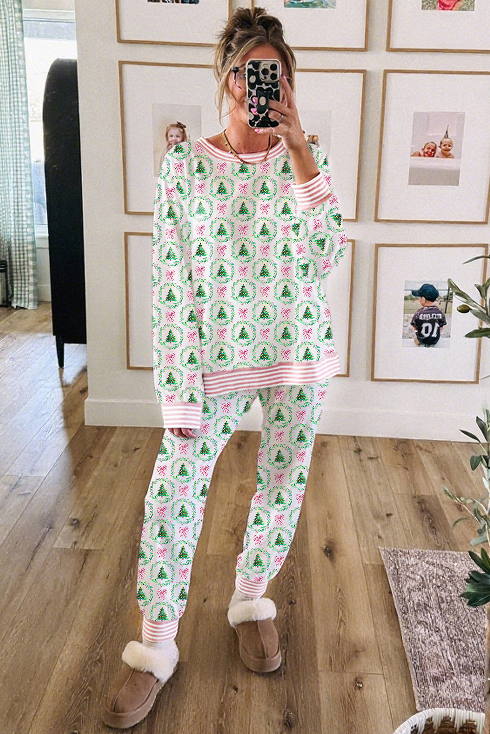 Christmas Tree Print 2pcs Lounge Set