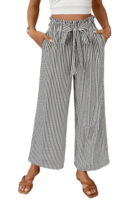 Black Striped Waist Pants