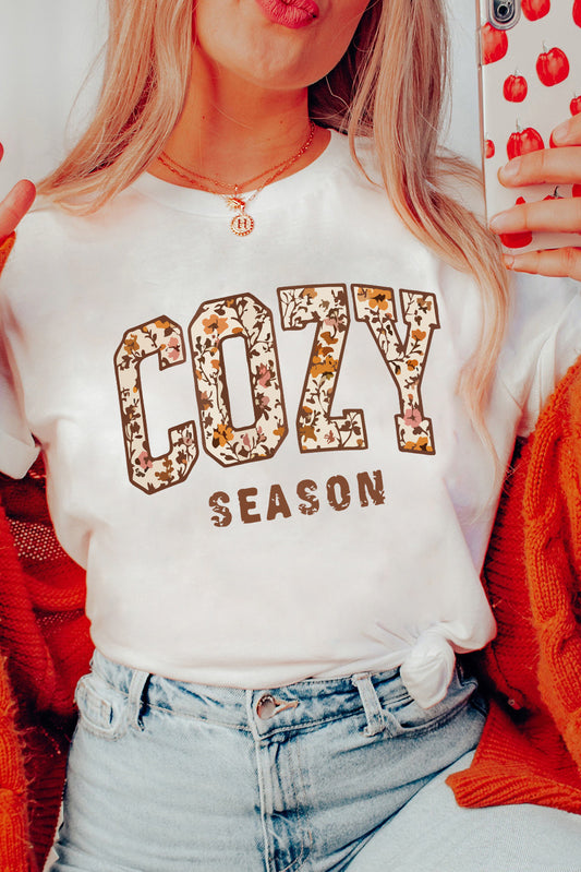White COZY SEASON Graphic Tee