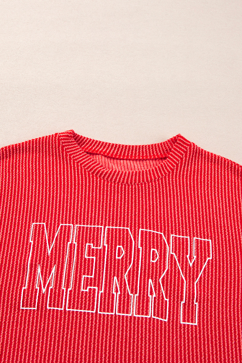 Red MERRY Long Sleeve Top and Shorts Pajama Set