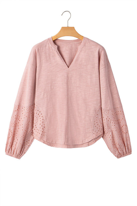 Light Pink V Neck Blouse