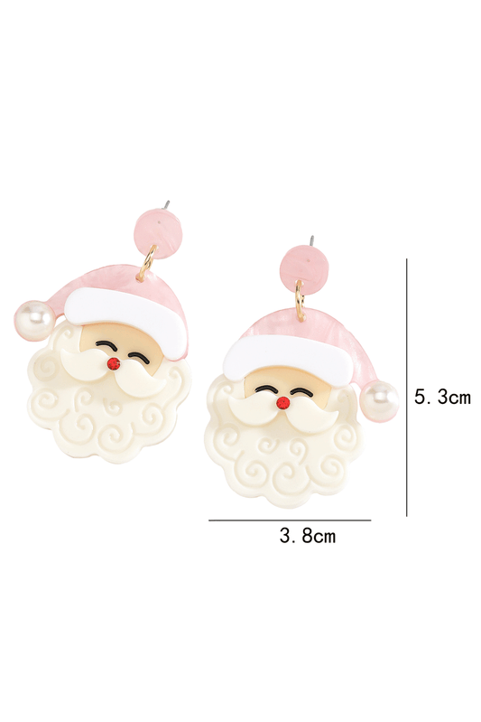 White Bright Cute Santa Christmas Earrings