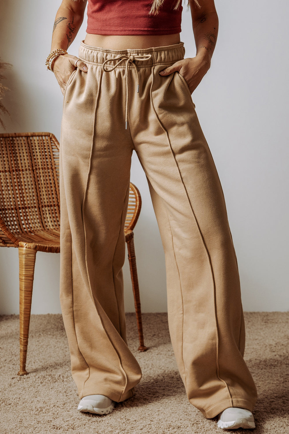 Smoke Gray High Waist Wide Leg Pants