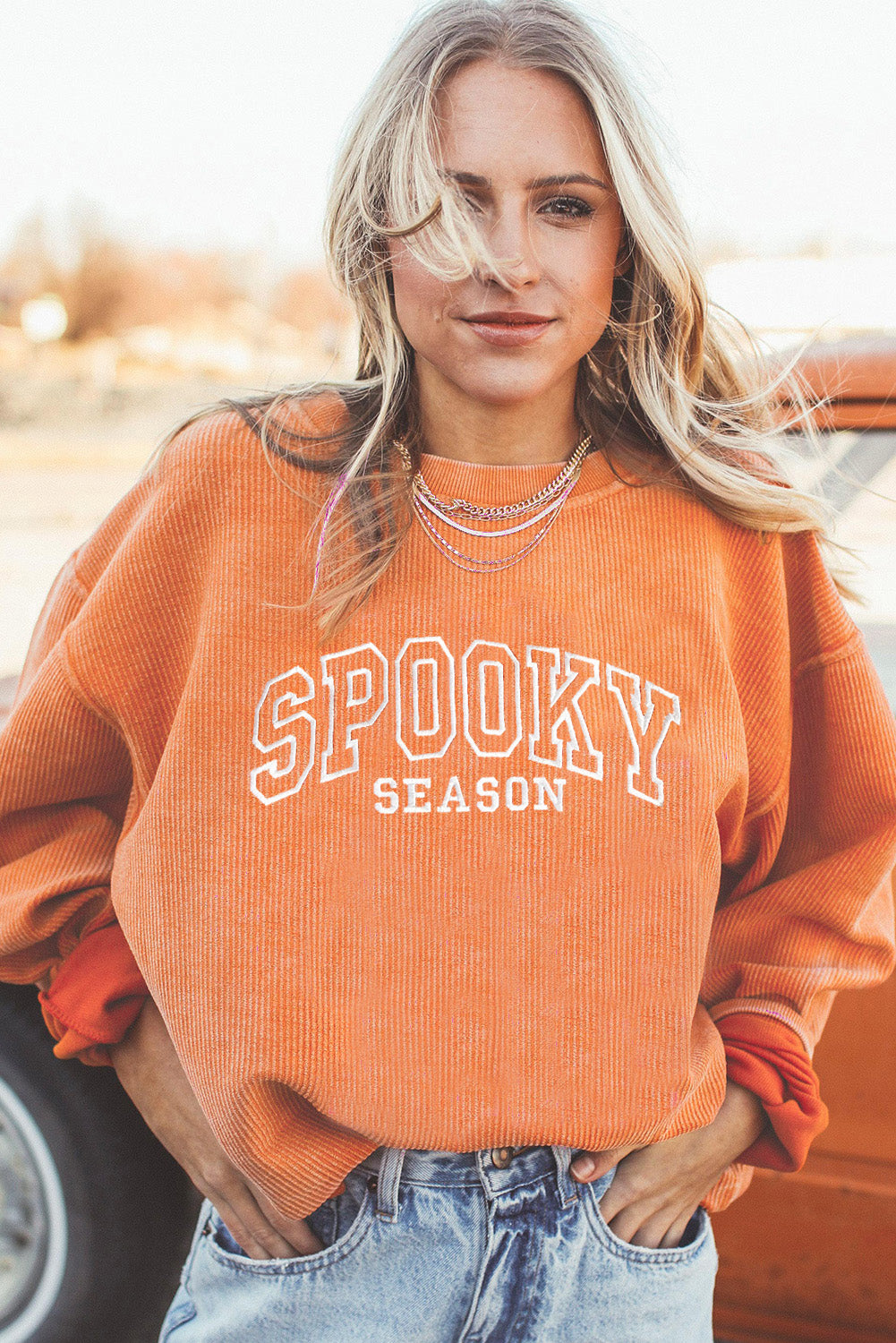 SPOOKY SEASON Graphic Twisted Ribbed Sweatshirt