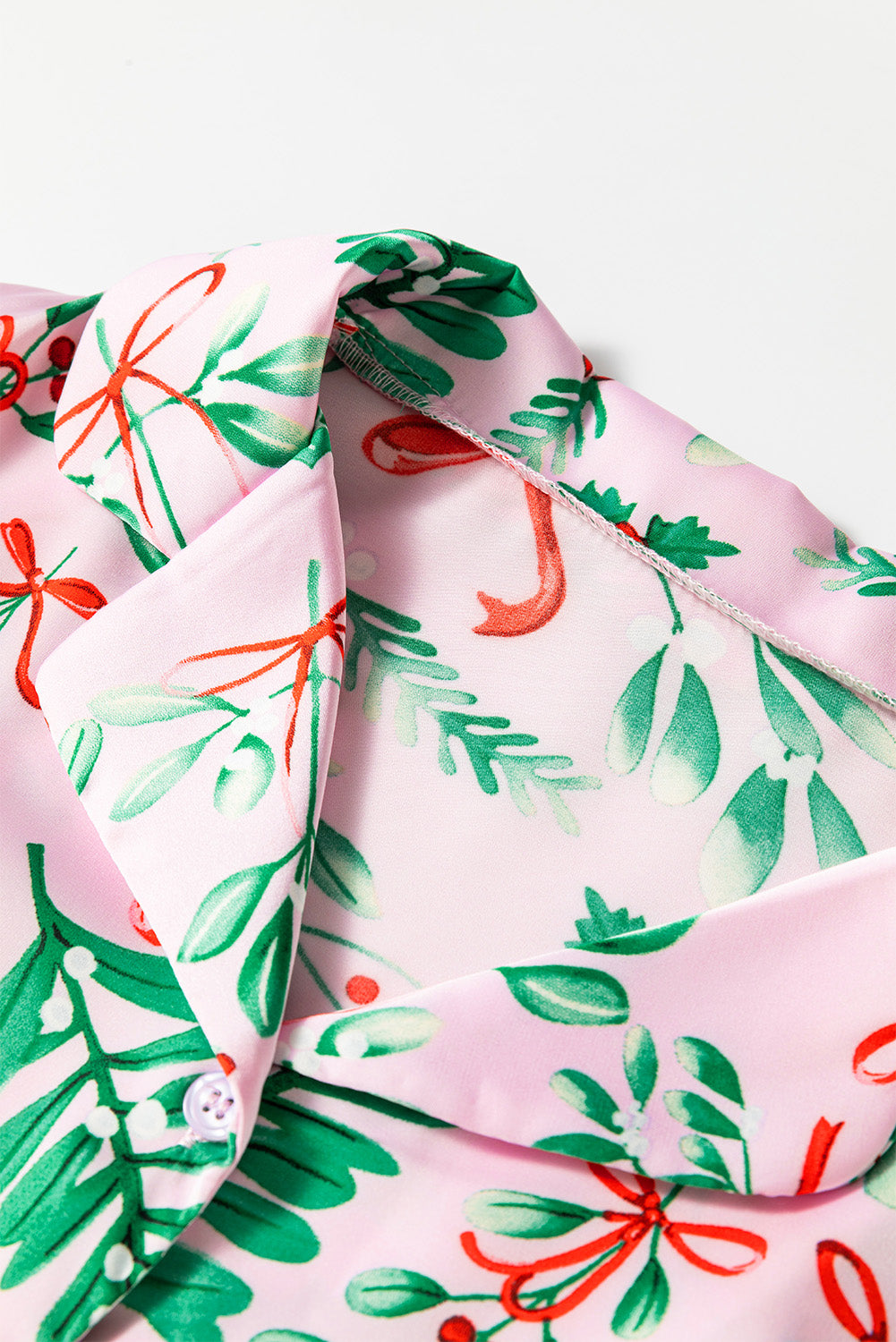 Pink Plants Shirt Pants Pajama Set