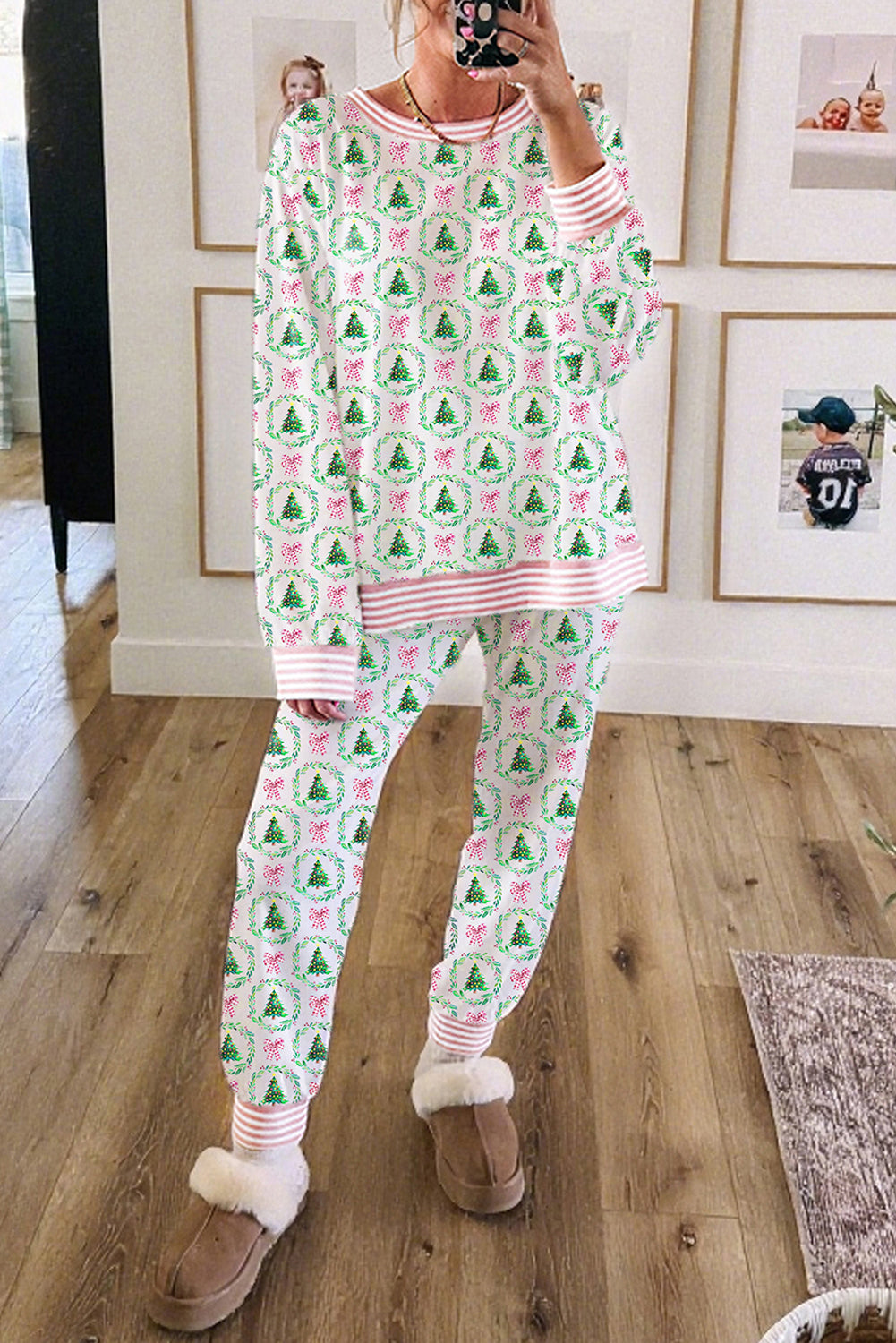 Christmas Tree Print 2pcs Lounge Set