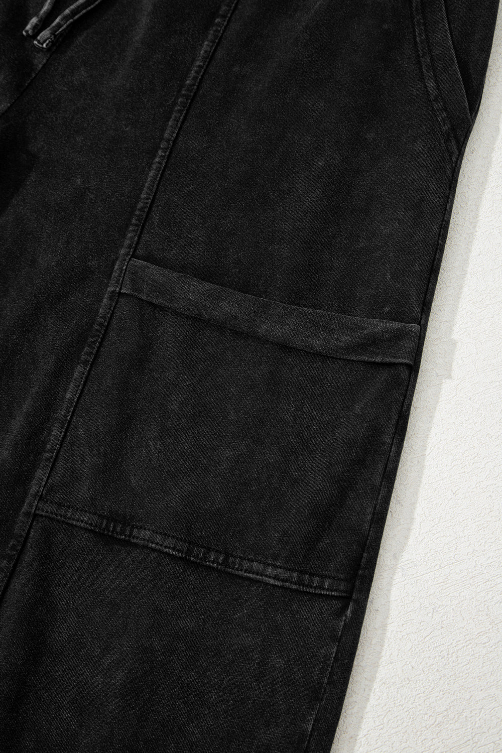 Black Exposed Seam Wide Leg Pants