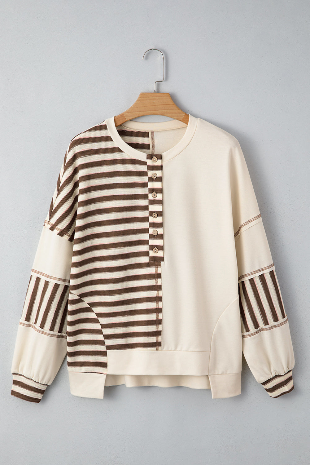 Pink Striped Oversized Pullover Top