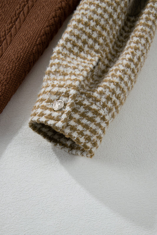 Khaki Textured Patchwork Loose Shacket