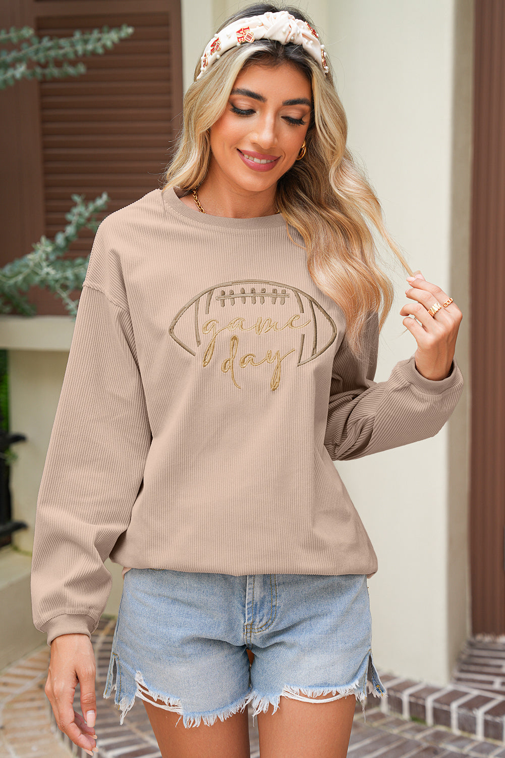 Black Football Drop Shoulder Game Day Sweatshirt