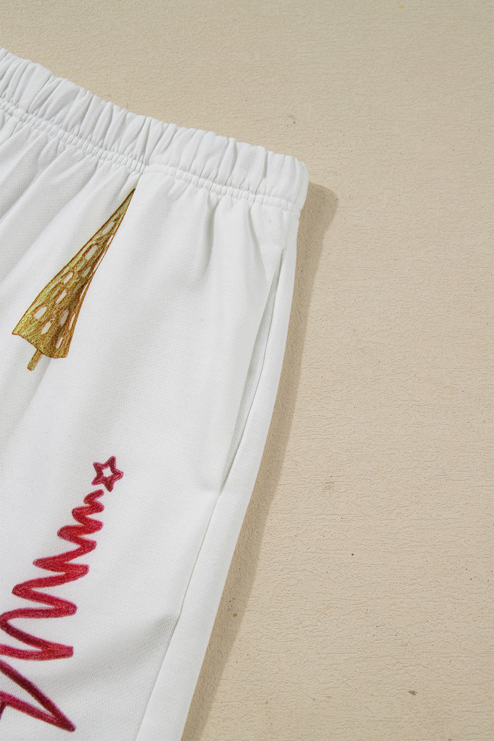 White Christmas Tree Long Sleeve Top and Shorts Pajama Set