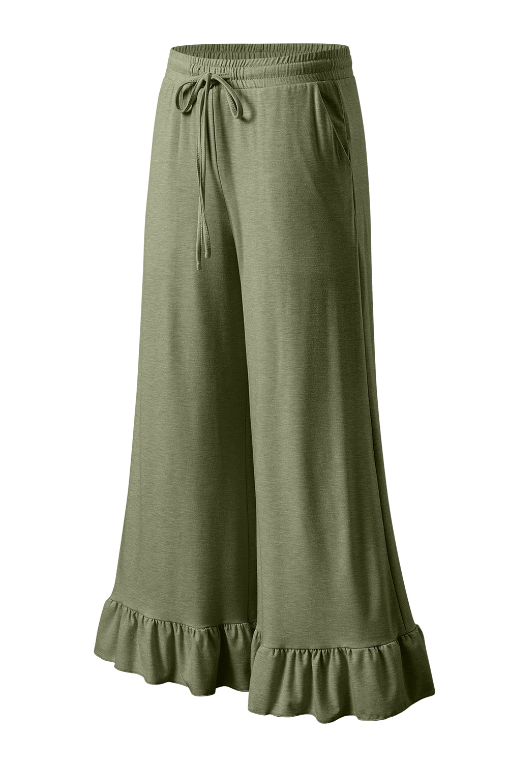Dune Solid Color Ruffle Wide Leg Pants