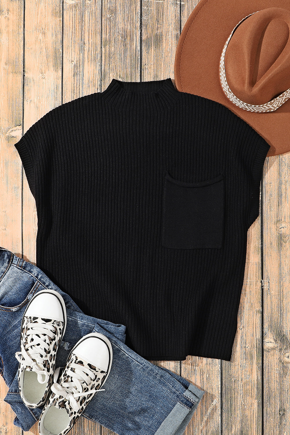 Black Short Sleeve Top