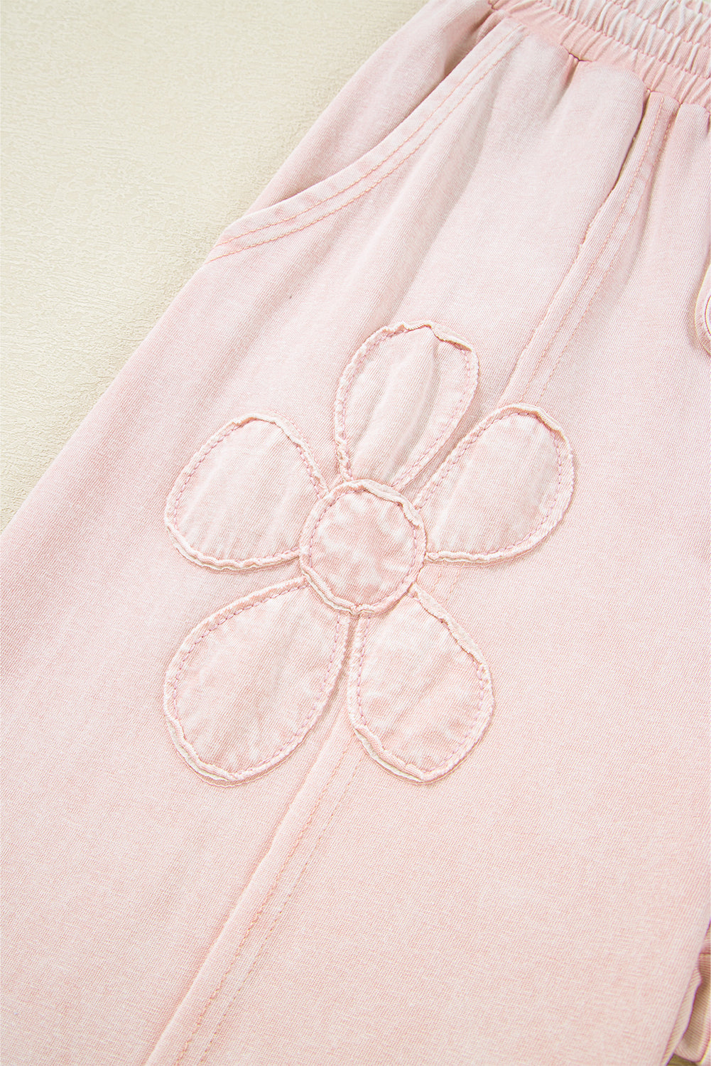 Pink Flower Cropped Wide Leg Pants