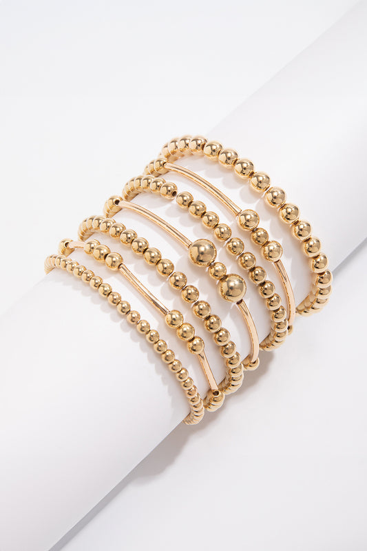 Gold Beaded Stackable Bracelet Set