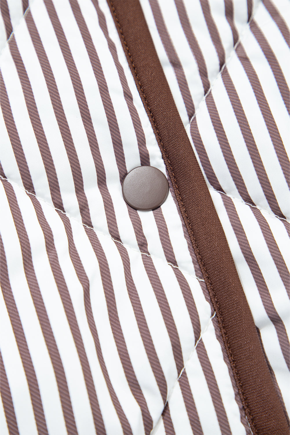 Brown Striped Snap Button Winter Vest