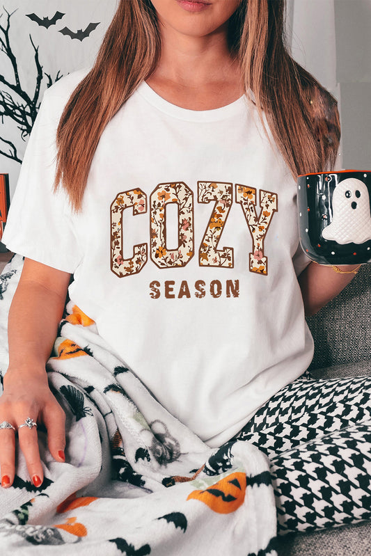 White COZY SEASON Graphic Tee