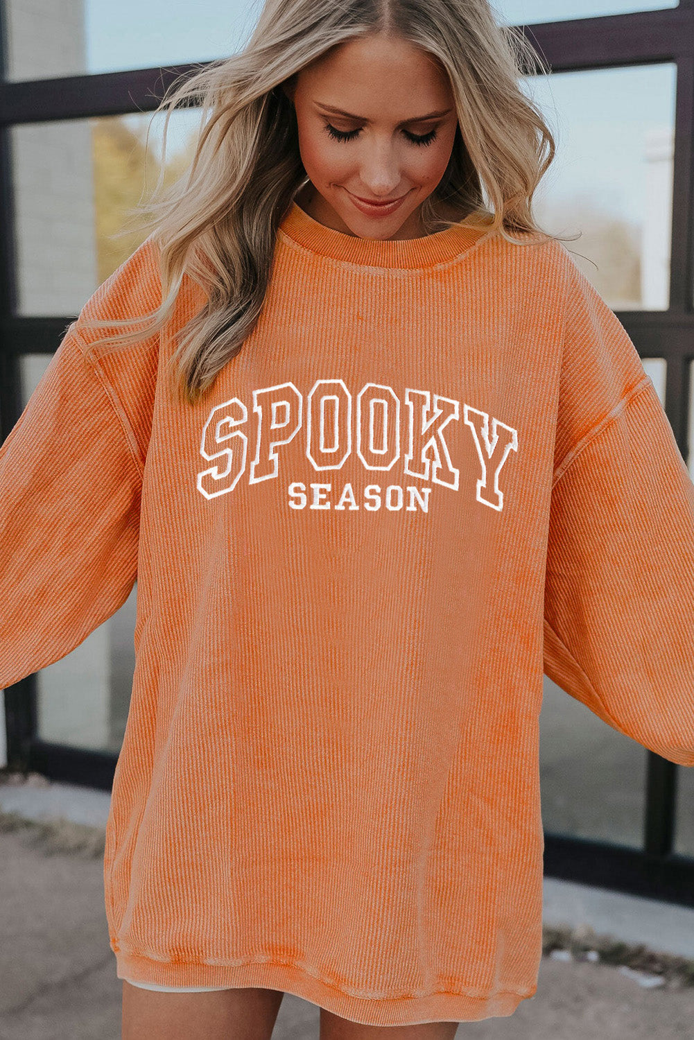 SPOOKY SEASON Graphic Twisted Ribbed Sweatshirt