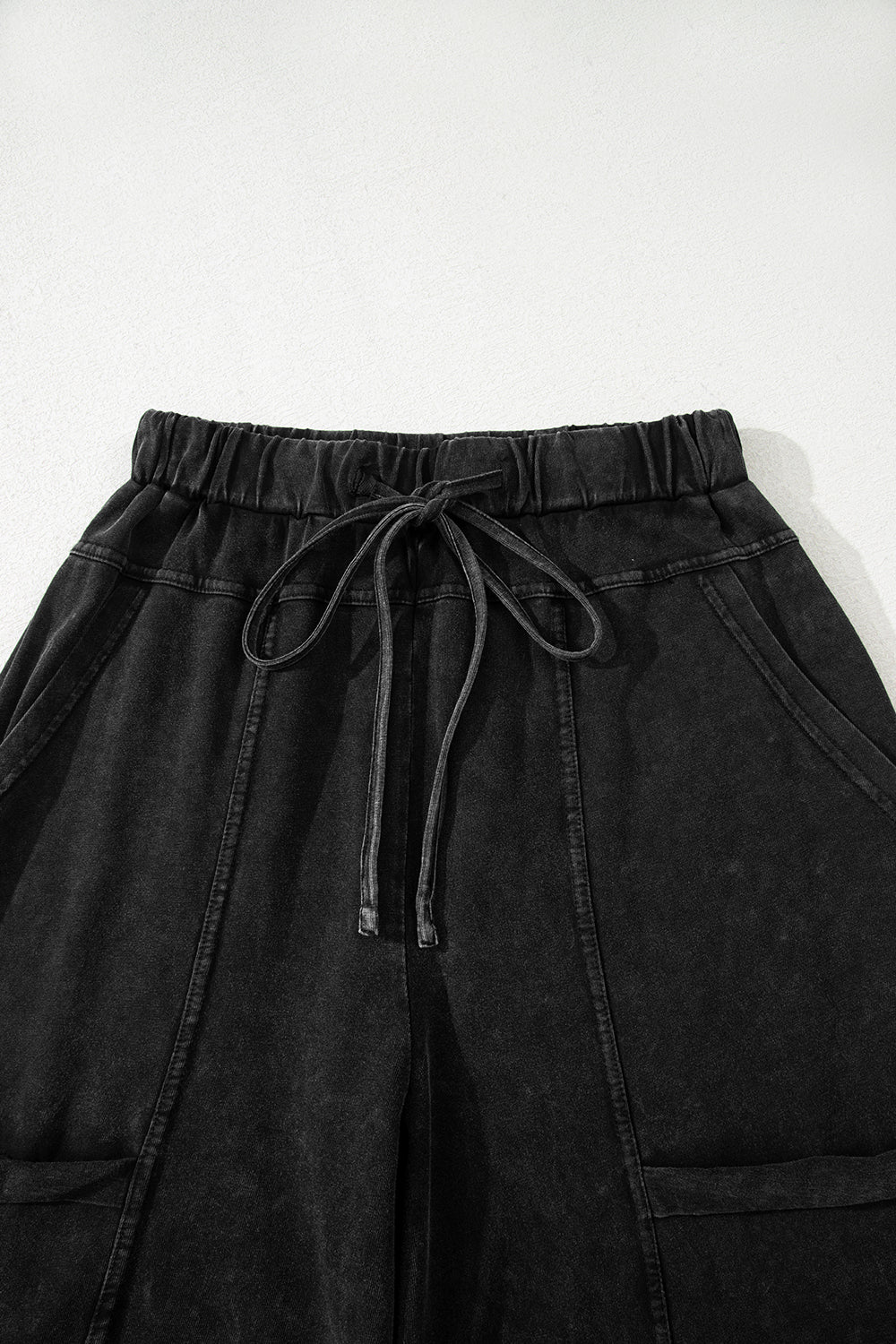 Black Exposed Seam Wide Leg Pants