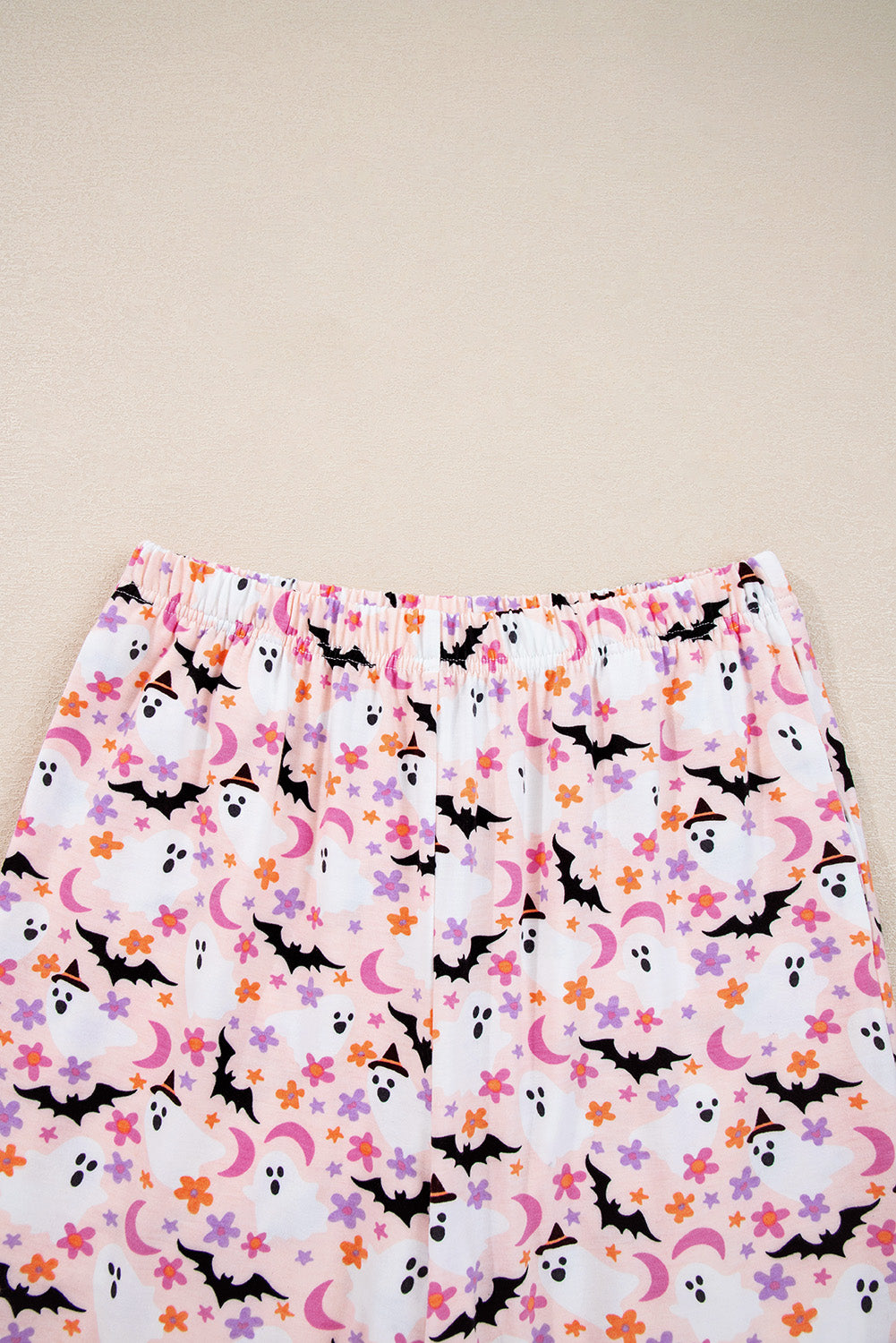 Pink Ghost Print Long Pajama Set