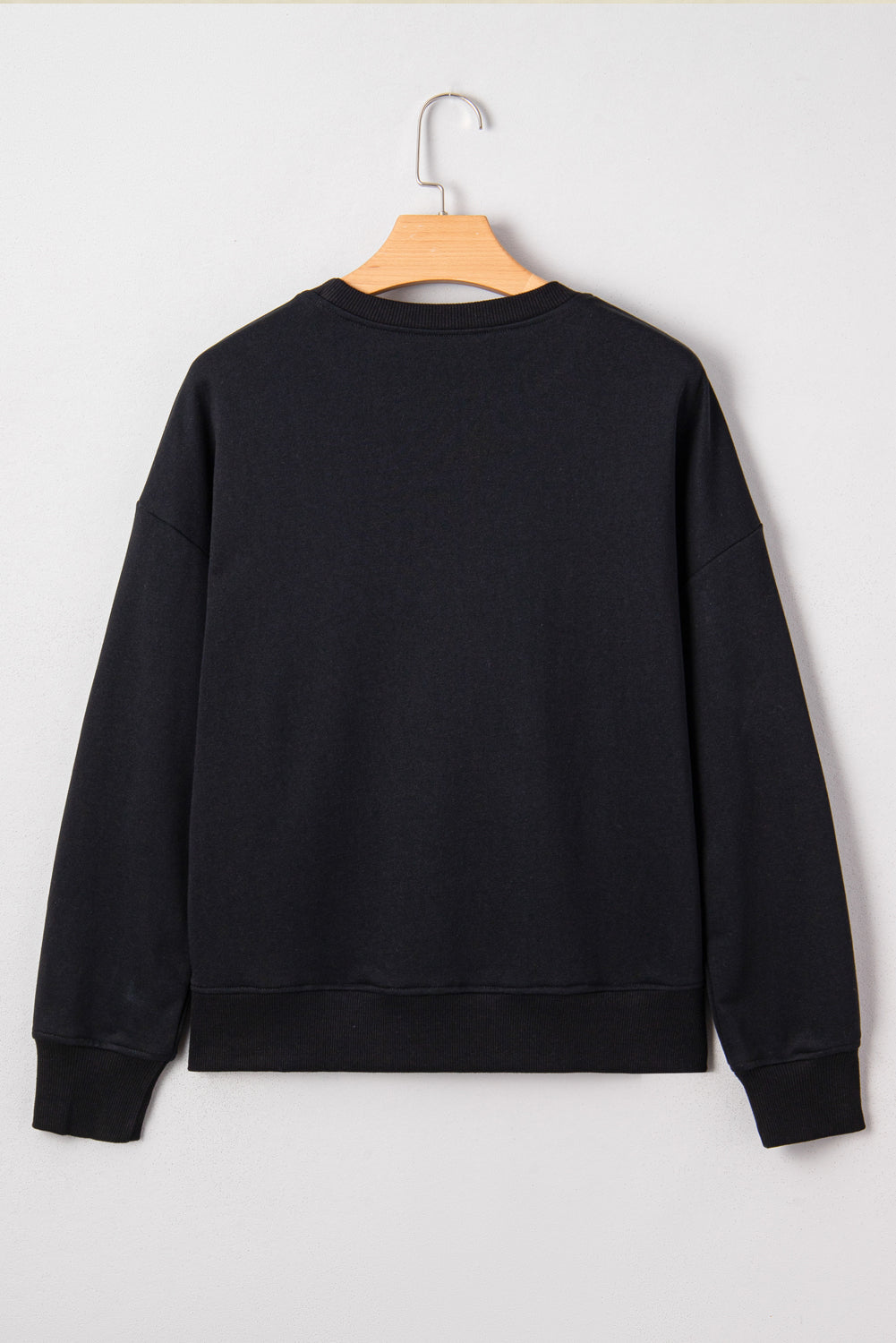 Black Game Day Letter Patched Drop Shoulder Sweatshirt