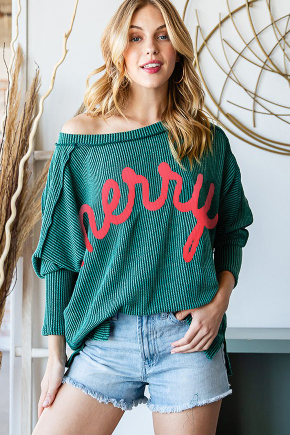 Green Merry Christmas Top