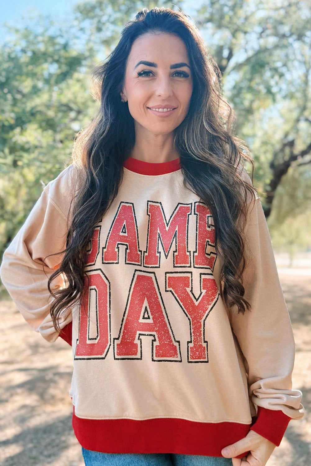 Oatmeal GAME DAY Baggy Sweatshirt