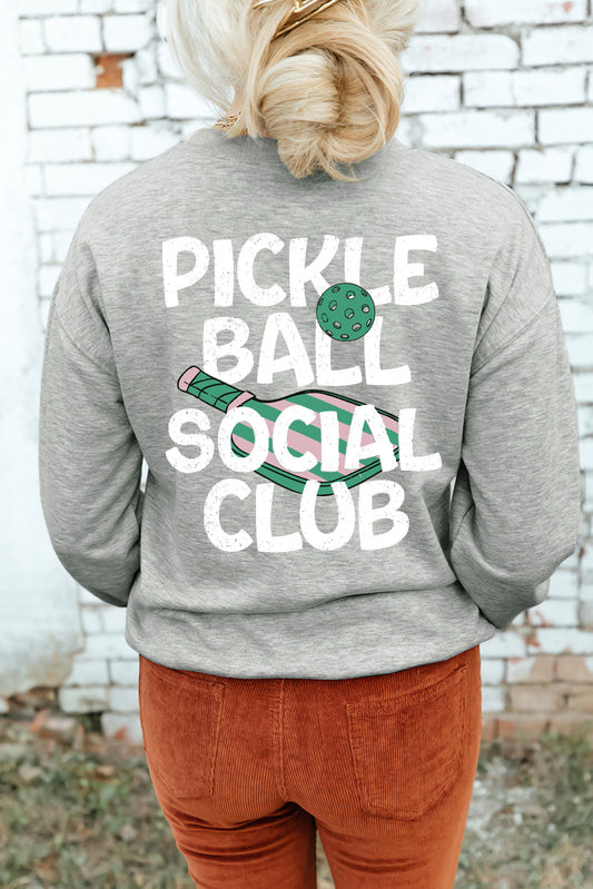 Gray PICKLE BALL SOCIAL CLUB Game Day Graphic Sweatshirt