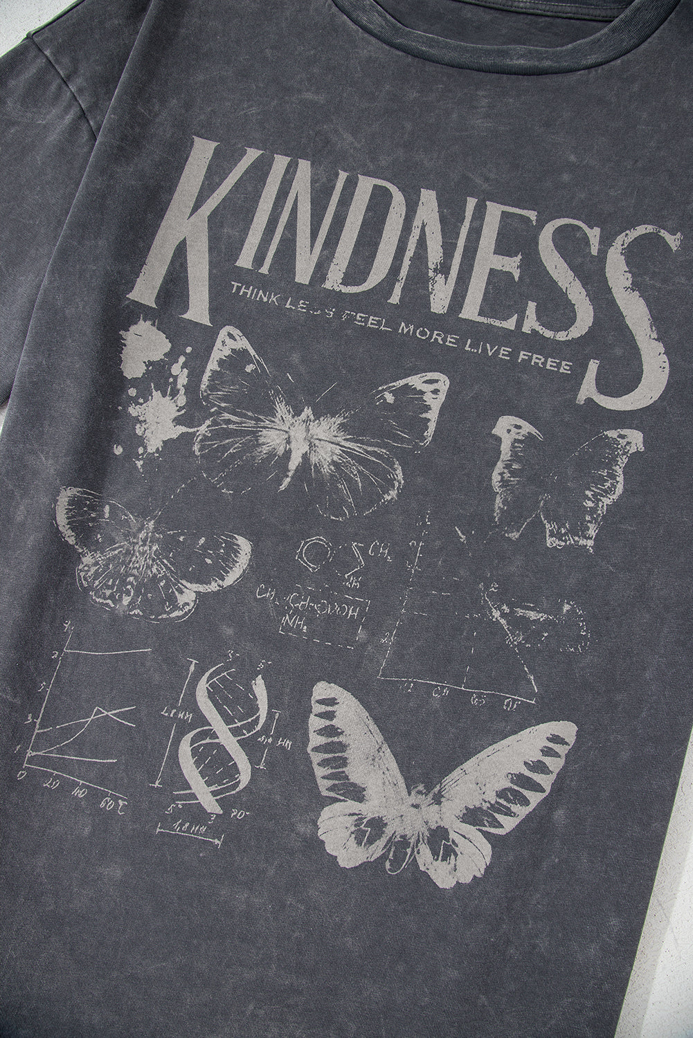Dark Grey Kindness Butterflies Loose Tee