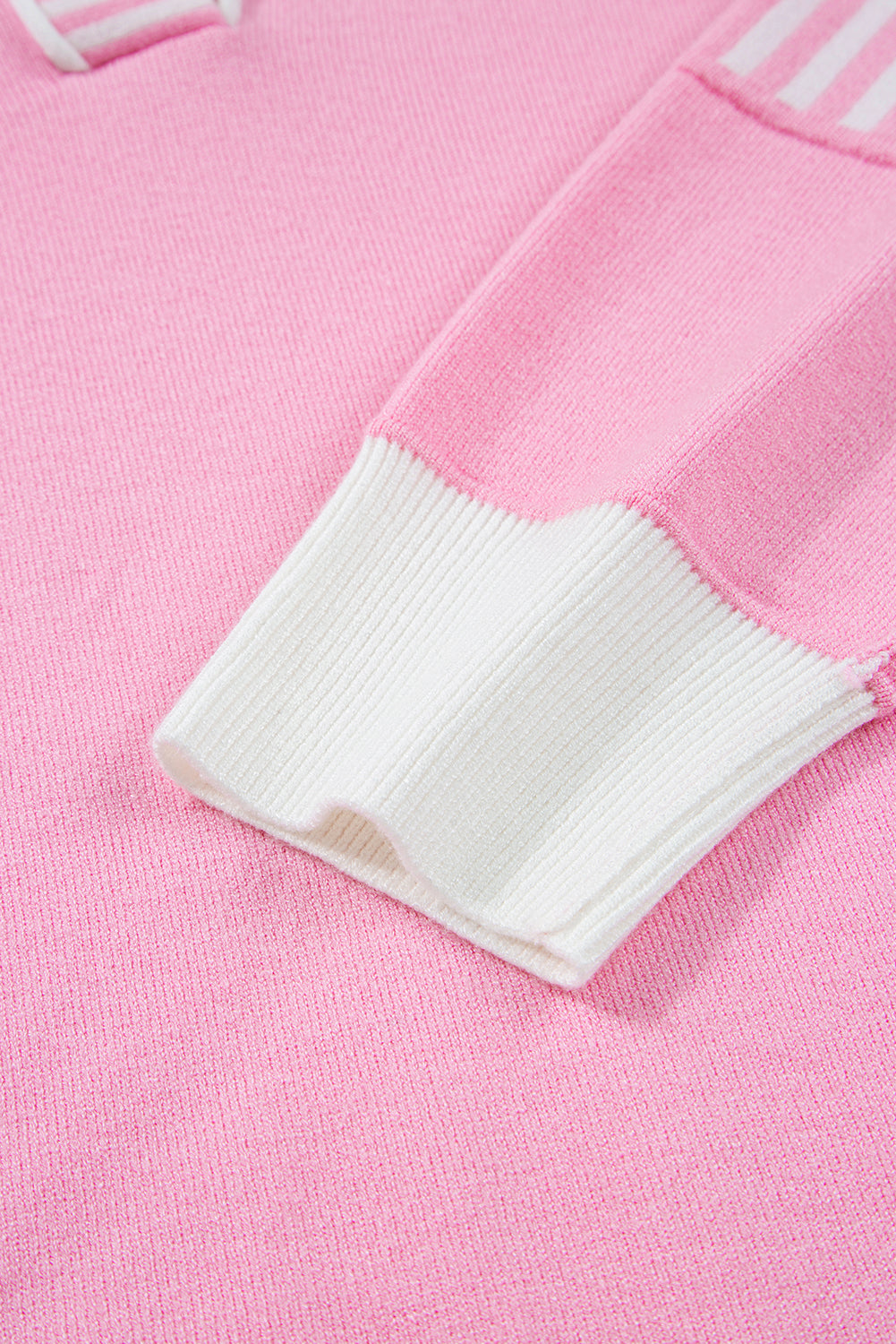 Pink Striped V Neck Sweater