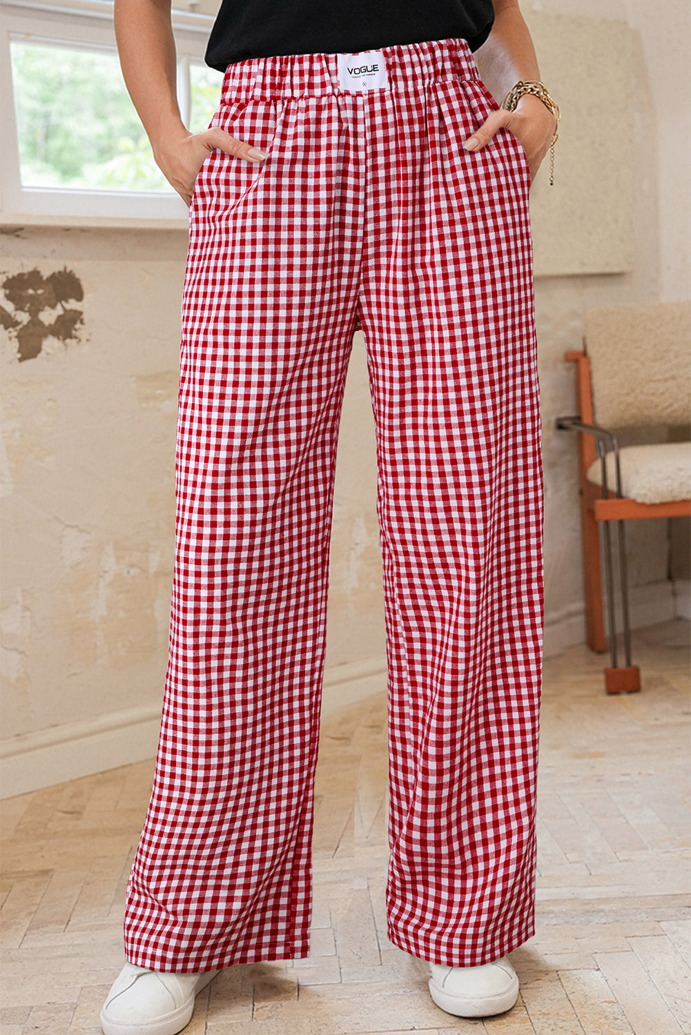 Red Casual Loose Pants