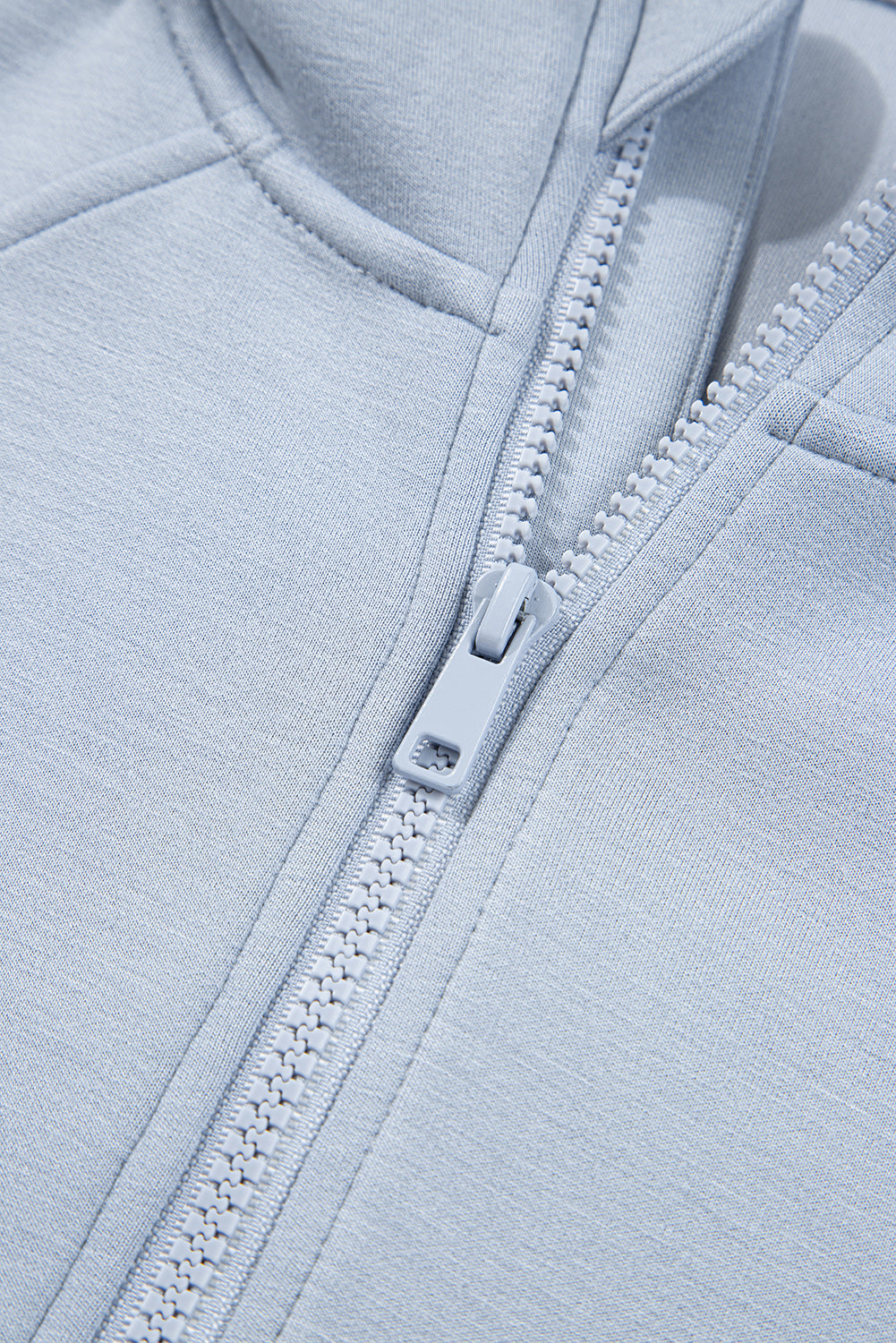 Blue Half Zip Thumbhole Sleeve Hoodie Active Pants 2pcs Outfit