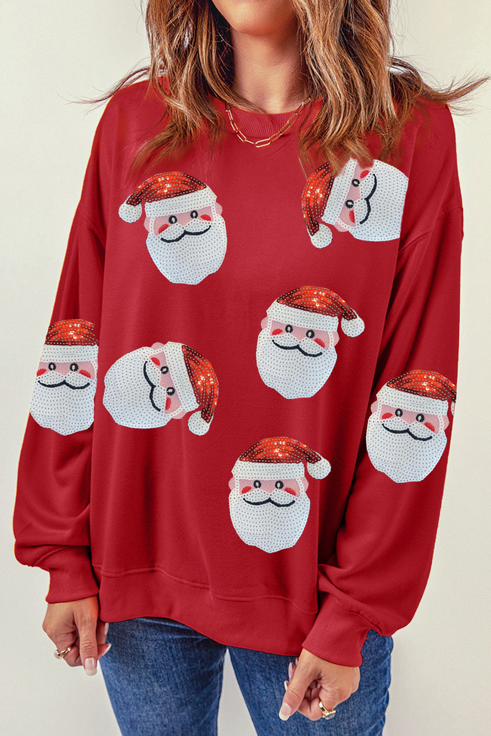 Red Sequins Santa Claus Christmas Sweatshirt