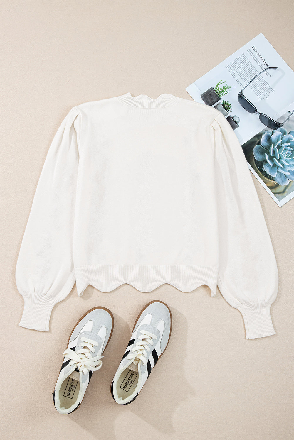 White Floral Cropped Sweater