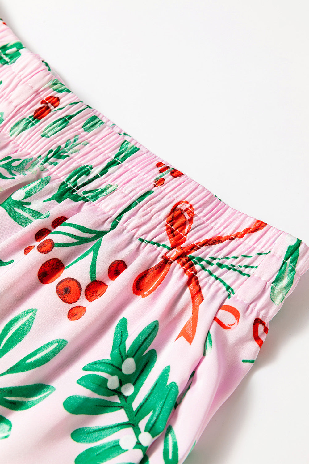 Pink Plants Shirt Pants Pajama Set