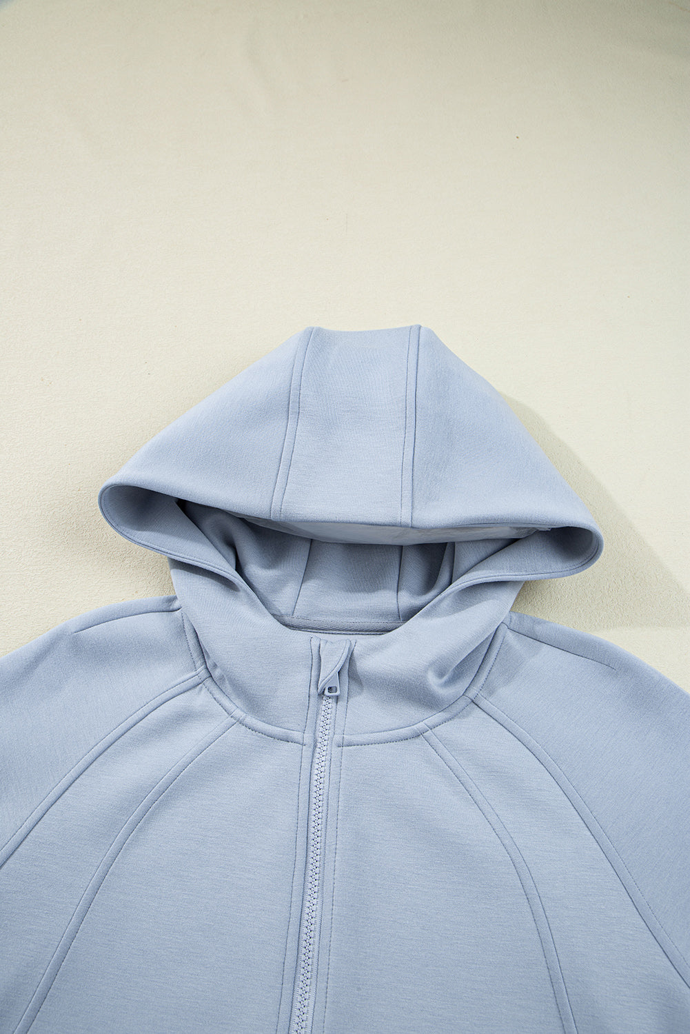 Blue Half Zip Thumbhole Sleeve Hoodie Active Pants 2pcs Outfit